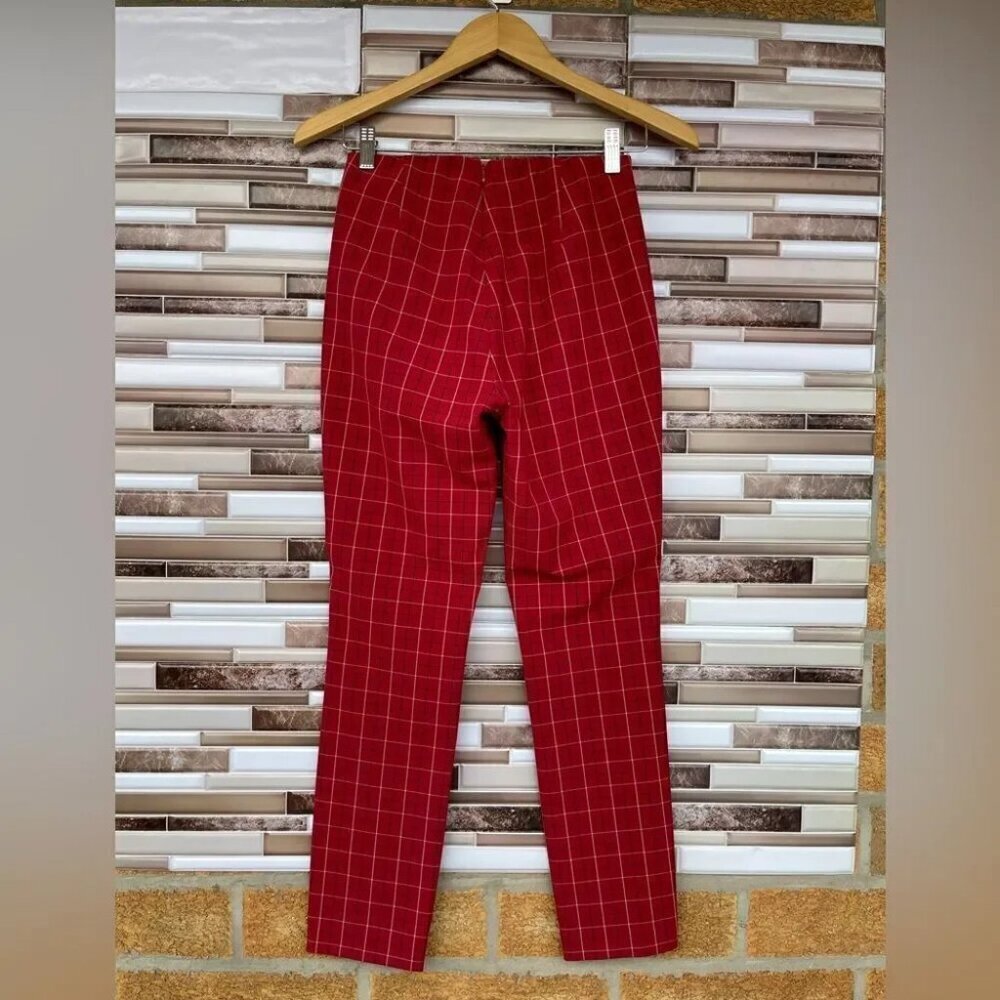 Rag & Bone Red Multi Simone High Rise Plaid Pants size 2 - Picture 6 of 12